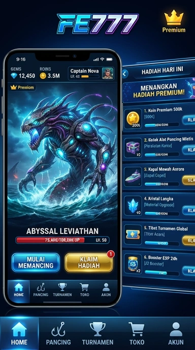 Antarmuka pengguna fe777 yang sederhana dan mudah dinavigasi.